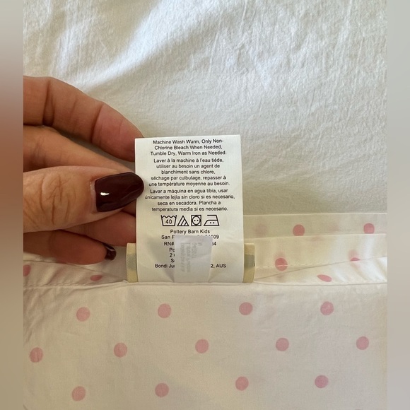 Pottery Barn Kids | Dottie Pink White Polka Dot | Twin Flat Sheet - Picture 5 of 5